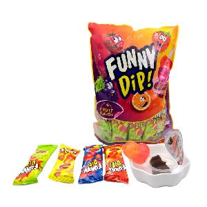 colorful funny  fruity   lollipop  with dip chocolate jam