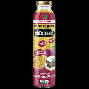 300ml Glass Bottle VINUT Chia seed drink with Tropical Passion fruit Manufacturer Super Food