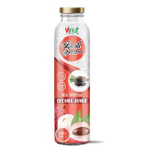 300ml Glass Bottle VINUT Basil seed drink with Tropical Lychee Manufacturer Directory No Added sugar
