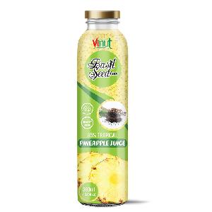 300ml Glass Bottle VINUT Basil seed drink with Tropical Pineapple Manufacturer No Added sugar