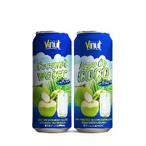 16.57 Fl Oz VINUT Coconut water with pulp Factories Exporters 490ml Can Coconut water with Sacs