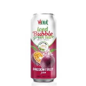 16.9 fl oz Vinut Iced Bubble Green Tea with Real fruit Juice ( Passion fruit Juice, Coconut Jelly)